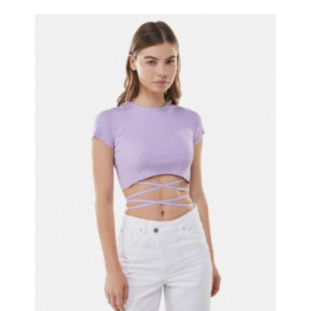 Bershka lavender crop top